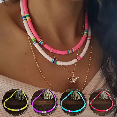 Buy Colourful Polymer Clay Beads Chain Choker Necklace Trendy Summer Jewellery • 2.87£