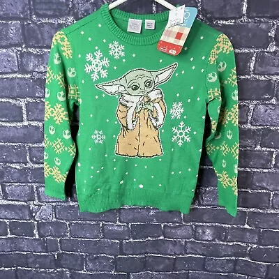 Buy Baby Yoda Sweater Size Small Green Star Wars Grogu Girls Christmas Disney • 15.78£
