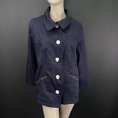 Buy Being Casual Jacket 20 Womens Navy Blue Long Sleeves Pockets Zip Ladies New • 12.95£