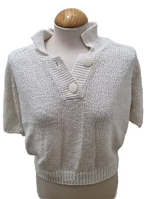 Buy UK10 12 M Knitted Jumper Pullover Polo Sweater Button Top SALE • 6.50£