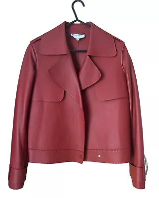 Buy REISS Lucie Red Leather Jacket • 80£