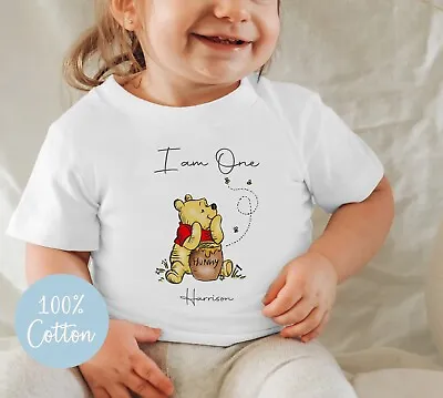 Buy Baby~toddler~birthday~t Shirt*personalised~ I Am One , Two  ~sitting  Pooh Bear • 7.99£