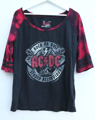Buy ACDC T Shirt Rock Or Bust EMP Black & Red Short Sleeve Band Mens Large L • 14.50£