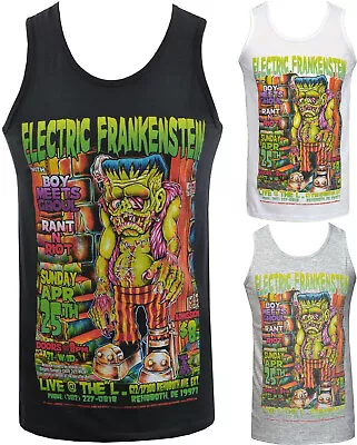 Buy Mens HORROR Tank Top Electric Frankenstein Monster Lowbrow Art • 18.50£