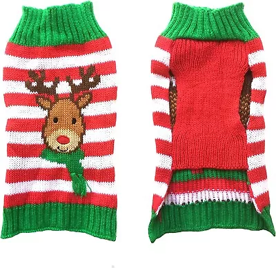 Buy Christmas Reindeer Costume Sweater Pets Cat Dog Jumper Sweater Clothes Size S • 5.95£