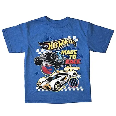 Buy Hot Wheels Big Boy's Made To Race Blue T-Shirt - NEW • 10.21£