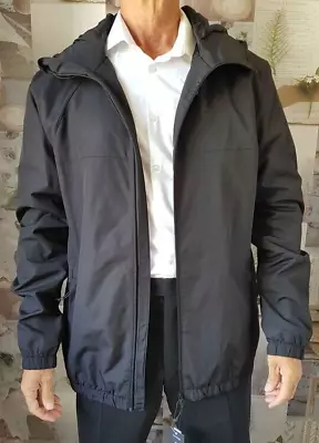 Buy Men's Black Lightweight Hooded Environmental Friendly Recycled Jacket Large BNWT • 9.99£