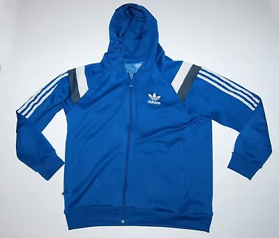 Buy Adidas Originals - Mens Large Blue Hooded Full Zip Track Top Jacket Hoody R34 • 20£