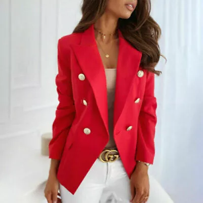 Buy Womens Long Sleeve Casual Coat Jacket Ladies Office Work Suit Blazer Tops NEW • 10£