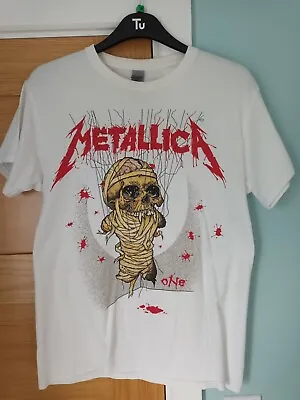Buy Metallica T Shirt One Landmine Official Licensed Metal Tee White Medium • 10£