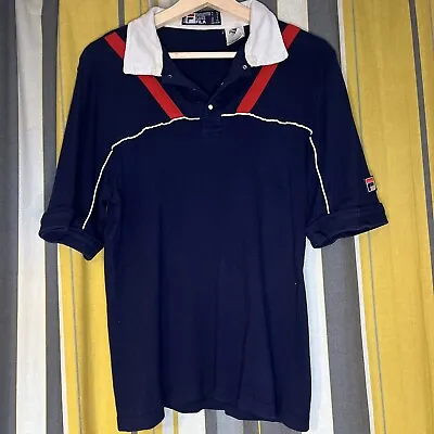 Buy Vintage Fila White Line Polo T Shirt Size S UK • 9.99£
