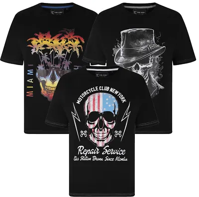 Buy Mens KAM Big Size Summer Skull Cotton T- Shirt Short Sleeve Casual 2XL-8XL • 18.99£