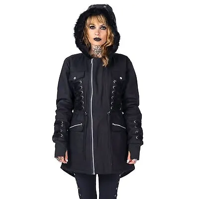 Buy Heartless Emre Jacket Black Ladies Goth Emo Punk Zipped Lace Up • 87.99£
