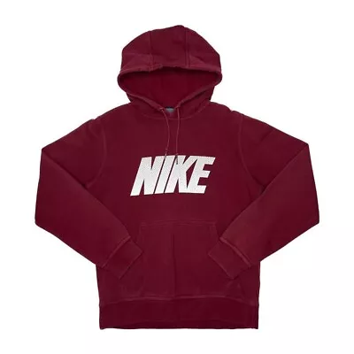 Buy NIKE Classic Big Spellout Graphic Pullover Hoodie Small Burgundy Red • 16£