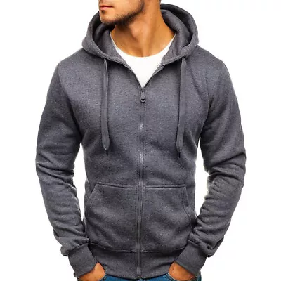 Buy Mens Basic Full Zip Hoodie Sweatshirt Jacket For Sport Casual Work Lelsure • 17.54£