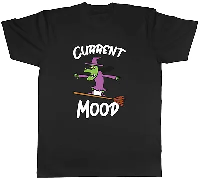 Buy Current Mood Witch Broom Halloween Mens Unisex T-Shirt Tee Gift • 8.99£