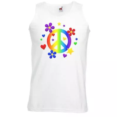 Buy Unisex White Rainbow Peace Pride Love Hippie LGBT Equal Vest • 10.95£