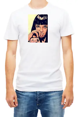 Buy Pulp Fiction Mia Wallace Quentin Tarantino Short Sleeve White Men T Shirt K065 • 11.40£