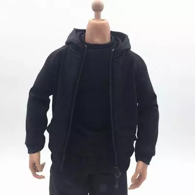 Buy 1:6 Scale Mans Black Jacket Hoodie Top Outfits For 12inch Action Figure Body • 14.15£