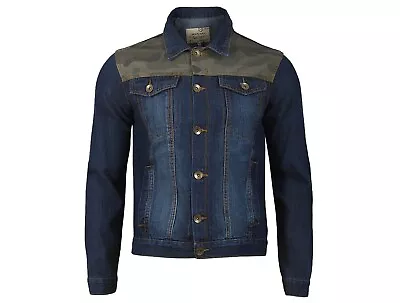 Buy Mens Denim Jacket Camouflage Camo Casual Long Sleeve Washed Blue Small • 24.99£
