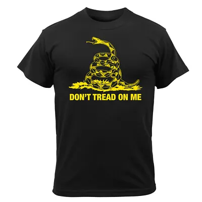 Buy Don't Tread On Me T-Shirt Black & Gold Gadsen Flag Mens Short Sleeve Tee Shirts • 18.31£