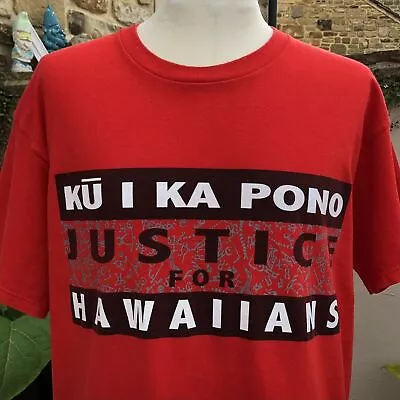 Buy Justice For Hawaiians Graphic T-Shirt Men's XL Red Fruit Of The Loom Protest • 3.99£