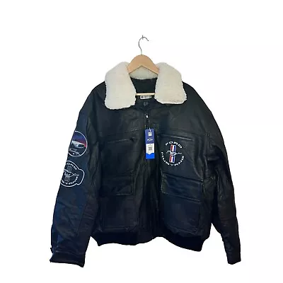 Buy Ford Mustang Leather Jacket Bradford Exchange Patches Racing Biker Jacket XXL • 250£
