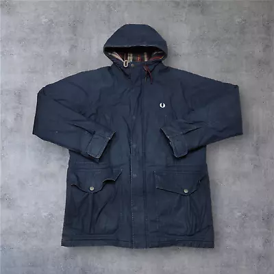 Buy Fred Perry Parka Jacket Coat Medium Mens Blue Winter Heavy Mod Retro • 44.99£