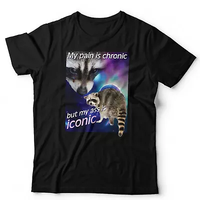 Buy My Pain Is Chronic But My Ass Is Iconic TShirt Unisex Raccoon Meme Funny Animal • 9.79£