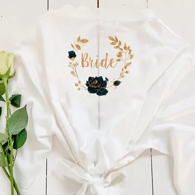 Buy Bride Mother Bridesmaid Personalized Pajamas And Kimono Dress Flowers • 10.79£