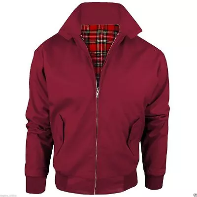 Buy Workwear Harrington Jacket With Tartan Lining Mens Zip Up  Classic Bomber Coat • 16.99£