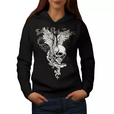 Buy Wellcoda Gothic Skull Vintage Womens Hoodie, Horror Casual Hooded Sweatshirt • 31.99£