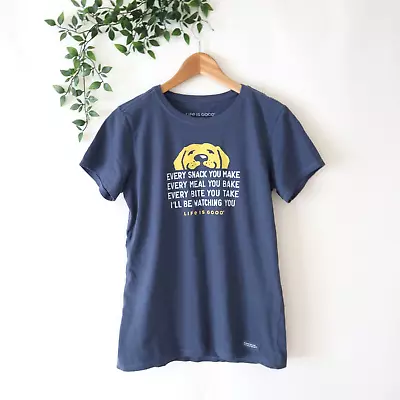 Buy Life Is Good Women's Blue Dog Funny Watching Short Sleeve T Shirt Top Size S • 10.42£