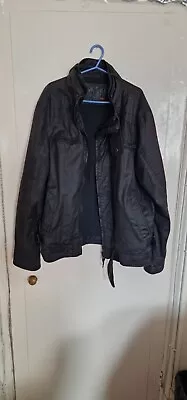 Buy Urban Spirit Mens Wax Type Biker Jacket Size Large Black • 9.99£