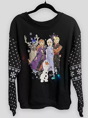Buy Disney Frozen 2 Christmas Sweatshirt Lights Up Holiday Sweater Junior M Med 7-9 • 8.88£