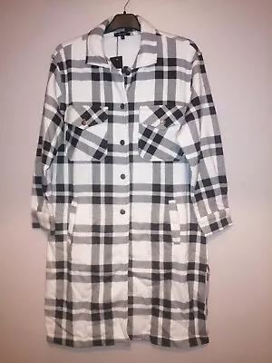 Buy Rising Shacket Fleece Checked Long Shirt Jacket Pockets Oversized Comfy Small • 5.99£