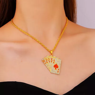 Buy Unisex Poker Playing Cards Pendant Necklace Unique Jewelry Gift For Womens Mens • 2.39£
