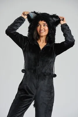 Buy Ladies Hooded 1Onesie, Luxury Warm Cosy Fleece Loungewear Pyjamas Cat Penguin • 22.99£
