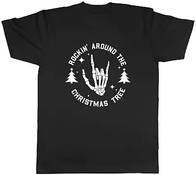 Buy Rocking Christmas Tree Mens T-Shirt Skeleton Hand Rock Goth Music Tee Gift • 8.99£