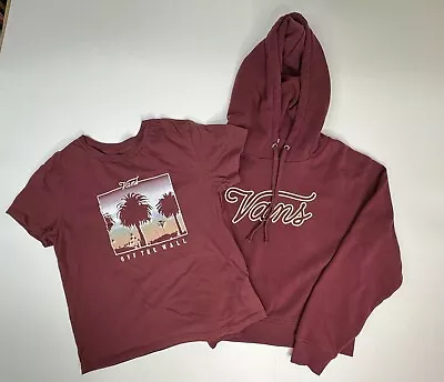 Buy Vans Hoodie Women's Large Pullover Crop Lot With Matching T Shirt Off The Wall • 23.67£