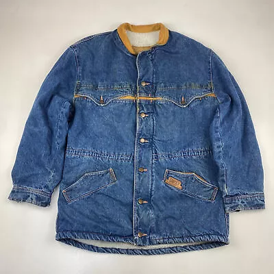 Buy Men’s Vintage Made In Italy Denim Sherpa Fleece Lined Jacket , Size M / L • 31.95£