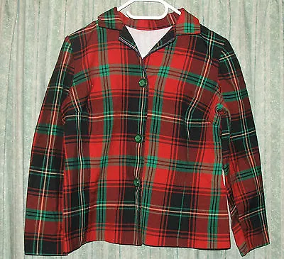 Buy Lovely Checked Jacket Top, Red Black Green, Size 10 / 12 - Check In Description • 12.50£