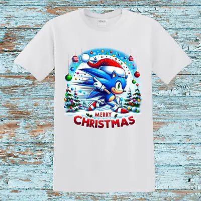 Buy Kids Christmas Unisex T-Shirt Sonic Santa Claus Graphic Merry Christmas Gift • 8.09£