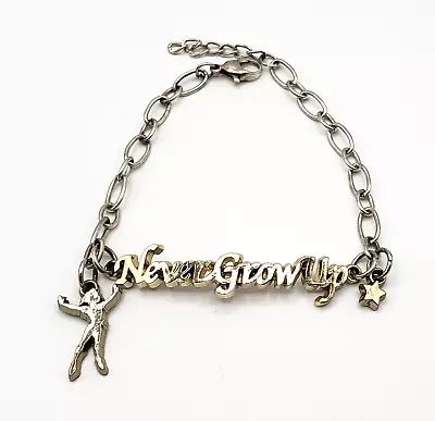 Buy Disney Never Grow Up Peter Pan Charm Gold Tone Silver Tone Bracelet • 13.25£