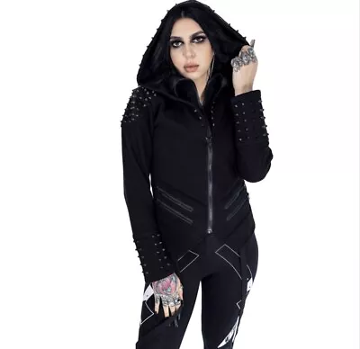 Buy Vixxsin Demonic Hood Black Hoodie Spikes Studs Gothic Punk Emo Alt Jacket XL  • 62.99£