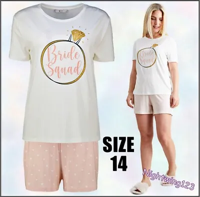 Buy TU Size 14 Bride Squad Pyjamas Bridesmaid Wedding Hen Night Party Team Top Short • 7.99£