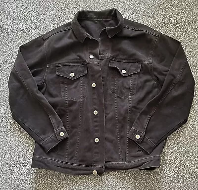 Buy Black Denim Jacket Button Up Pockets Size Medium M 12-14 • 6£