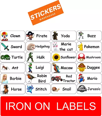 Buy Custom Name School Stickers Labels IRON ON Clothing Tags Kids Uniform  IRON REC1 • 3.99£