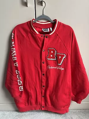 Buy Reclaimed Vintage Red Oversized Varsity Jacket Size XS • 12£