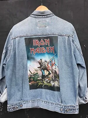 Buy Retro Vintage Denim Jacket - Iron Maiden Tooper Print S-XL Sizes • 20.99£